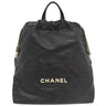 シャネル CHANEL シャネル22 バッグパック ブラック レザー 2WAYバッグ マットゴールド金具 黒 ハンドバッグ リュック