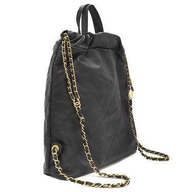 シャネル CHANEL シャネル22 バッグパック ブラック レザー 2WAYバッグ マットゴールド金具 黒 ハンドバッグ リュック