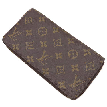 ルイヴィトン LOUIS VUITTON ジッピーウォレット M41895 フューシャ モノグラムキャンバス 長財布 ゴールド金具 茶 ラウンドファスナー