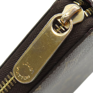ルイヴィトン LOUIS VUITTON ジッピーウォレット M41895 フューシャ モノグラムキャンバス 長財布 ゴールド金具 茶 ラウンドファスナー