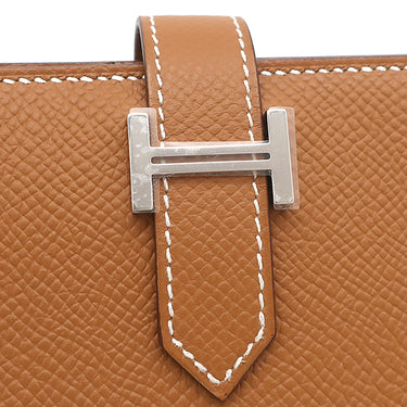 エルメス HERMES ベアンスフレ ゴールド ヴォーエプソン 長財布 シルバー金具 新品 未使用 茶 二つ折り財布