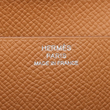 エルメス HERMES ベアンスフレ ゴールド ヴォーエプソン 長財布 シルバー金具 新品 未使用 茶 二つ折り財布