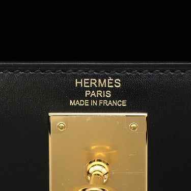 エルメス HERMES ケリー28 外縫い ブラック ボックスカーフ 2WAYバッグ ゴールド金具 黒