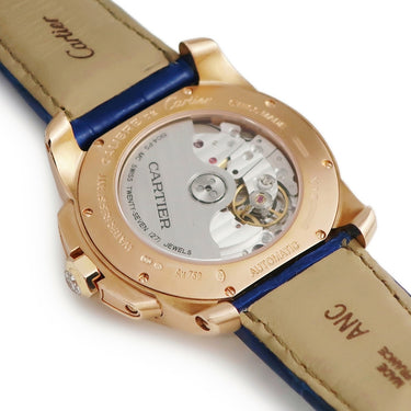 腕時計 カルティエ Cartier カリブル ドゥ カルティエ WF100013 自動巻き メンズ K18PG無垢 純正ダイヤ スモールセコンド デイト 青針