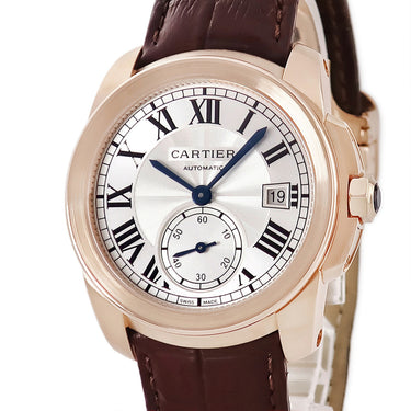 腕時計 カルティエ Cartier カリブル ドゥ カルティエ 38mm WGCA0003 自動巻き メンズ K18PG無垢 スモールセコンド デイト 青針