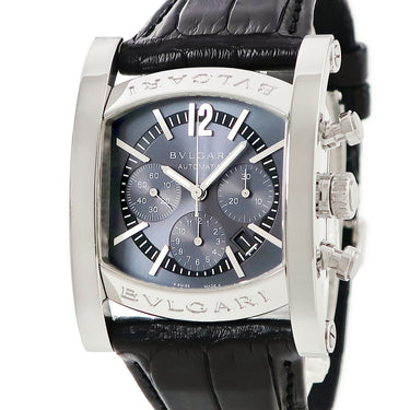 腕時計 ブルガリ BVLGARI アショーマ クロノグラフ AA44SCH 自動巻き メンズ グレー デイト スモールセコンド サンレイ