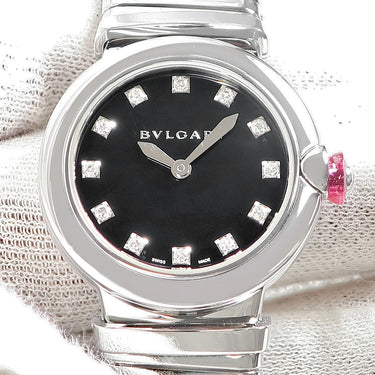 腕時計 ブルガリ BVLGARI ルチェア LVCEA トゥボガス LU28BSS/12T クオーツ レディース 純正ダイヤ ブラック 黒