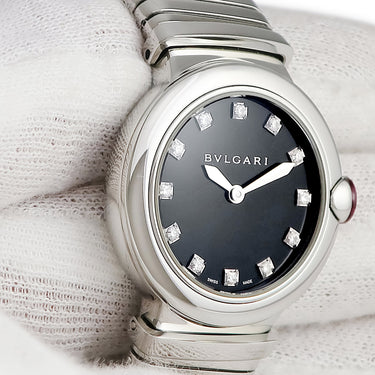 腕時計 ブルガリ BVLGARI ルチェア LVCEA トゥボガス LU28BSS/12T クオーツ レディース 純正ダイヤ ブラック 黒