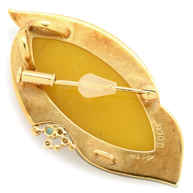 エルヴィン・ポーリー Erwin Pauly カメオ イエローゴールド×シェルホワイト K18YG ダイヤモンド シェル ブローチ シェル K18YG ダイヤ 3P