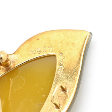 エルヴィン・ポーリー Erwin Pauly カメオ イエローゴールド×シェルホワイト K18YG ダイヤモンド シェル ブローチ シェル K18YG ダイヤ 3P