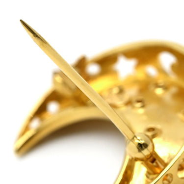 ミキモト MIKIMOTO 三日月 イエローゴールド K18YG ダイヤモンド ブローチ 月モチーフ