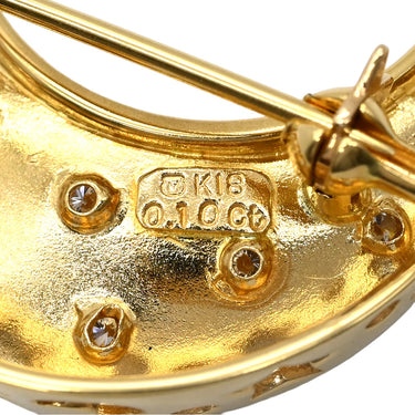 ミキモト MIKIMOTO 三日月 イエローゴールド K18YG ダイヤモンド ブローチ 月モチーフ