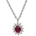 ノンブランド NON BRAND ルビー ダイヤペンダント プラチナシルバー Pt900 ルビー ダイヤモンド Pt850(チェーン) ネックレス 赤