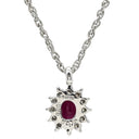 ノンブランド NON BRAND ルビー ダイヤペンダント プラチナシルバー Pt900 ルビー ダイヤモンド Pt850(チェーン) ネックレス 赤