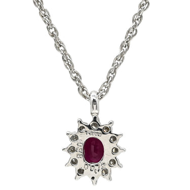 ノンブランド NON BRAND ルビー ダイヤペンダント プラチナシルバー Pt900 ルビー ダイヤモンド Pt850(チェーン) ネックレス 赤