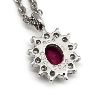 ノンブランド NON BRAND ルビー ダイヤペンダント プラチナシルバー Pt900 ルビー ダイヤモンド Pt850(チェーン) ネックレス 赤