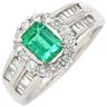 ノンブランド NON BRAND エメラルド ダイヤモンド リング プラチナシルバー Pt900 エメラルド ダイヤモンド リング 指輪 グリーン 緑 スクエア 13号