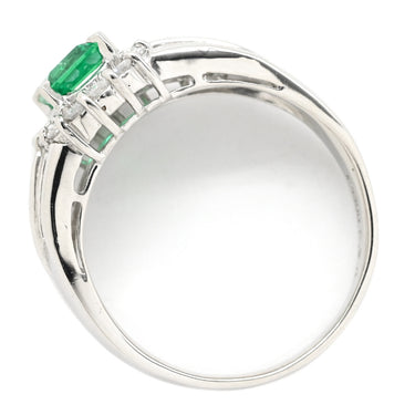 ノンブランド NON BRAND エメラルド ダイヤモンド リング プラチナシルバー Pt900 エメラルド ダイヤモンド リング 指輪 グリーン 緑 スクエア 13号