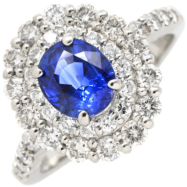 ノンブランド NON BRAND ブルーサファイア ダイヤリング プラチナシルバー Pt950 サファイア ダイヤモンド リング 指輪 ロイヤルブルー 青 12号