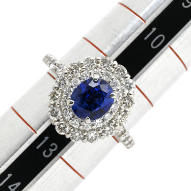 ノンブランド NON BRAND ブルーサファイア ダイヤリング プラチナシルバー Pt950 サファイア ダイヤモンド リング 指輪 ロイヤルブルー 青 12号