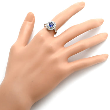 ノンブランド NON BRAND ブルーサファイア ダイヤリング プラチナシルバー Pt950 サファイア ダイヤモンド リング 指輪 ロイヤルブルー 青 12号