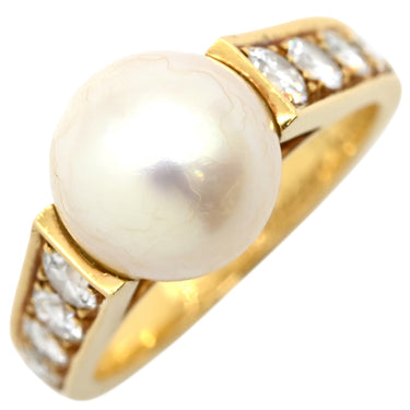 カルティエ Cartier パール ダイヤリング イエローゴールド K18YG パール ダイヤモンド #52(JP12) リング 指輪 750 18K 12号