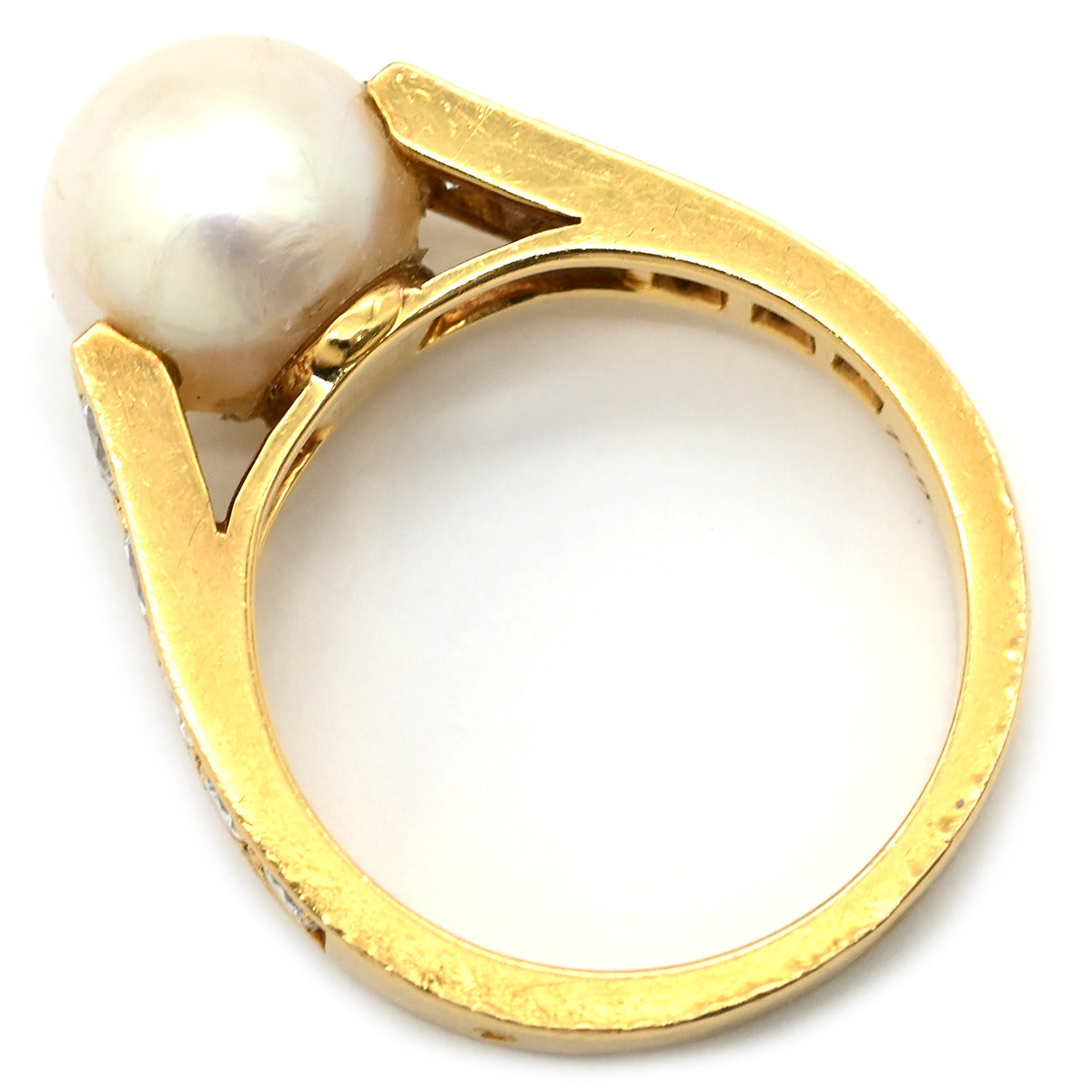 カルティエ Cartier パール ダイヤリング イエローゴールド