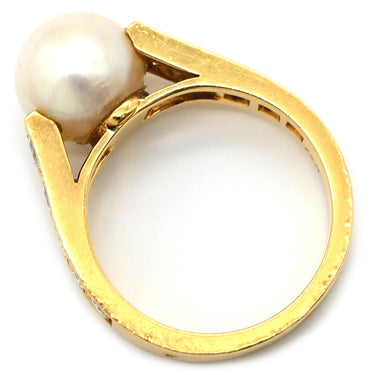 カルティエ Cartier パール ダイヤリング イエローゴールド K18YG パール ダイヤモンド #52(JP12) リング 指輪 750 18K 12号