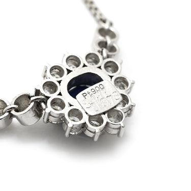 ノンブランド NON BRAND ブルーサファイア ダイヤペンダント プラチナシルバー Pt900 サファイア ダイヤモンド Pt850(チェーン) ネックレス 青 ブルー