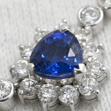 ノンブランド NON BRAND ブルーサファイア ダイヤペンダント プラチナシルバー Pt900 サファイア ダイヤモンド Pt850(チェーン) ネックレス 青 ブルー