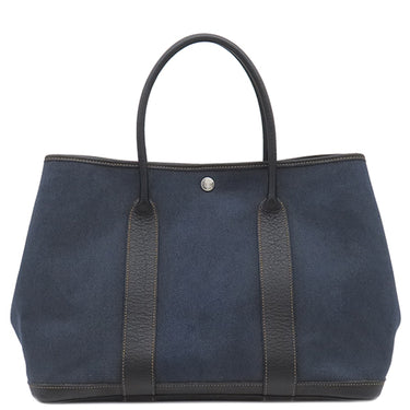 エルメス HERMES ガーデンパーティーPM デニムフォンセ トワルアッシュ レザー トートバッグ シルバー金具 紺 黒 トワルH リカラー有