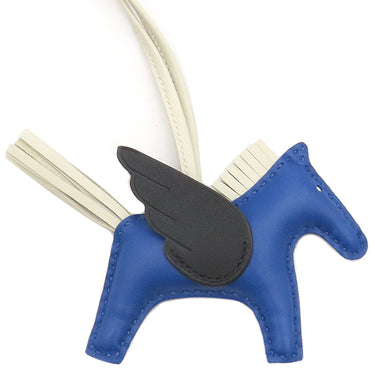 エルメス HERMES ロデオPM ペガサス ブルーフランス×クレ×ブラック アニューミロ バッグチャーム 青 オフホワイト 黒