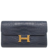 エルメス HERMES コンスタンス トゥーゴー ブルーマリン アリゲーターマット 長財布 ゴールド金具 紺 クロコ ショルダー