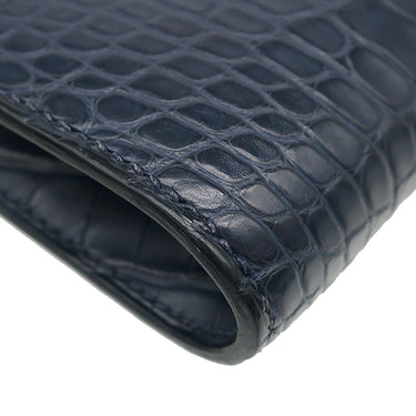 エルメス HERMES コンスタンス トゥーゴー ブルーマリン アリゲーターマット 長財布 ゴールド金具 紺 クロコ ショルダー