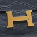 エルメス HERMES コンスタンス トゥーゴー ブルーマリン アリゲーターマット 長財布 ゴールド金具 紺 クロコ ショルダー