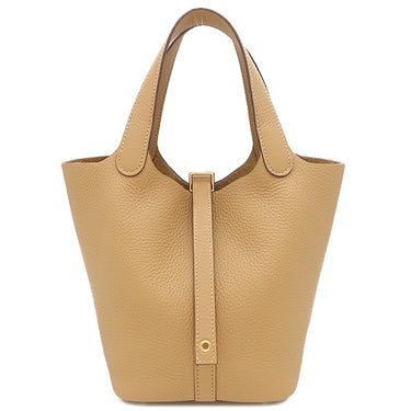 エルメス HERMES ピコタンロックPM ビスキュイ トリヨンクレマンス ハンドバッグ ゴールド金具 新品 未使用 茶