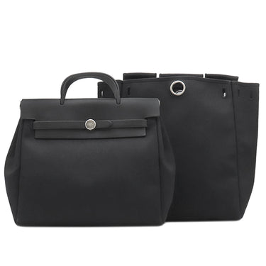 エルメス HERMES エールバッグ アドPM ブラック トワルオフィシエ ヴァッシュハンター 2WAYバッグ マットシルバー金具 黒 リュック バックパック ストッパー欠品