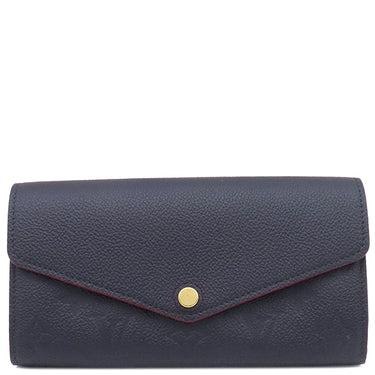 ルイヴィトン LOUIS VUITTON ポルトフォイユ サラ M62125 マリーヌルージュ モノグラムアンプラント 長財布 ゴールド金具 紺 イニシャル刻印あり