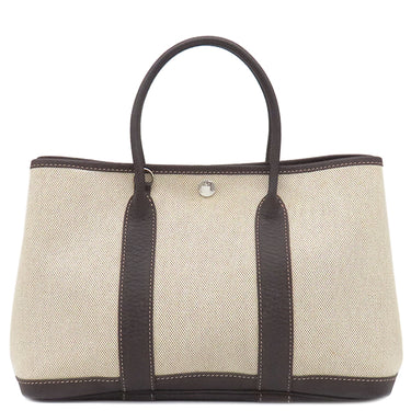 エルメス HERMES ガーデンパーティーTPM ナチュラル×マロン トワルアッシュ レザー 2WAYバッグ シルバー金具 茶 ショルダー 斜め掛け