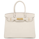 エルメス HERMES バーキン30 クレ トゴ ハンドバッグ ゴールド金具 新品 未使用 オフホワイト