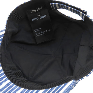 ミュウミュウ MIU MIU ストライプ 5HC179 ブルー コットン 14038 キャップ 帽子