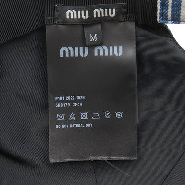 ミュウミュウ MIU MIU ストライプ 5HC179 ブルー コットン 14038 キャップ 帽子