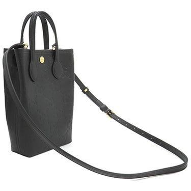 グッチ GUCCI GG スーパーミニバッグ 790133 ブラック レザー 2WAYバッグ ゴールド金具 黒 ハンドバッグ ショルダー