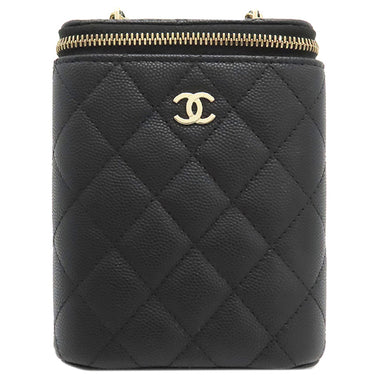 シャネル CHANEL マトラッセ スモール バニティバッグ AP1466 ブラック キャビアスキン ショルダーバッグ ゴールド金具 チェーンショルダー ヴァニティ 黒