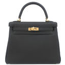 エルメス HERMES ケリー25 内縫い ブラック トゴ 2WAYバッグ ゴールド金具 黒 ショルダー ハンドバッグ