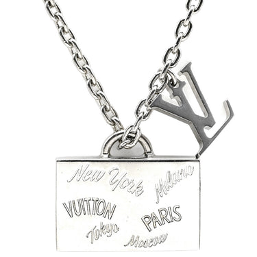 ルイヴィトン LOUIS VUITTON コリエ LV アロハケース M63645 シルバー メタル ネックレス スーツケース型 ロケットペンダント