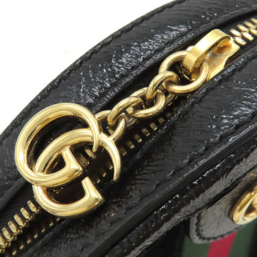 グッチ GUCCI オフィディア GG ミニ ラウンド 550618 ブラック スウェード パテントレザー ショルダーバッグ ゴールド金具 チェーンショルダー シェリーライン
