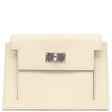 エルメス HERMES ケリーポケット コンパクト ナタ ヴォーエプソン コインケース シルバー金具 アイボリー