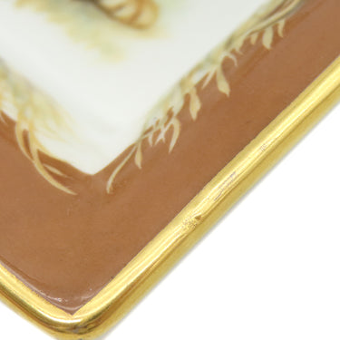 エルメス HERMES アッシュトレイ 灰皿 ライオン ブラウン 陶磁器 雑貨 茶 小物入れ