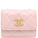 シャネル CHANEL マトラッセ ミニチェーンクラッチ AP2848 ピンク レザー チェーンウォレット ヴィンテージ金具 チェーンショルダー